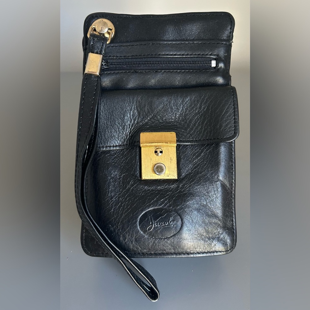 Vintage Jacob Black Leather Belt Bag with Lock & Key – Style No. 9025